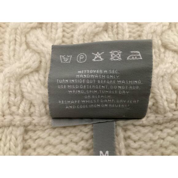 Aran Woollen Mills women’s Wool Cardigan Mock Turtleneck Full Zip size M cream - Picture 10 of 10